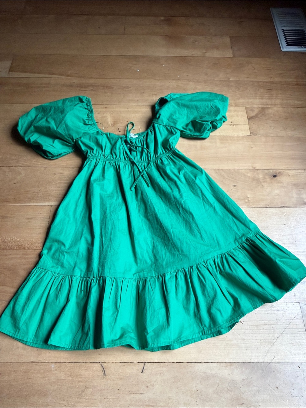 Altar'd State Emerald Puff Sleeve Mini Dress